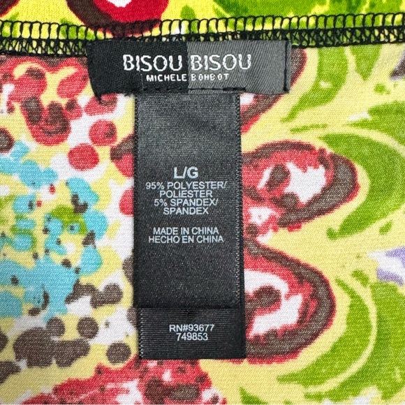 Bisou Bisou Tropical Floral High Low Skirt Elastic Waist Womens Size Large Hi-Lo - Picture 3 of 9